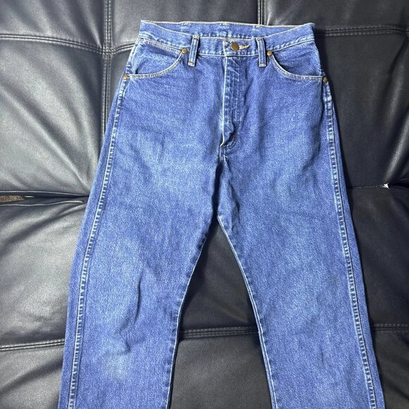 Wrangler Men's Straight Jeans Medium Wash Blue Denim Slash Pocket Classic 9x36 - Picture 3 of 13